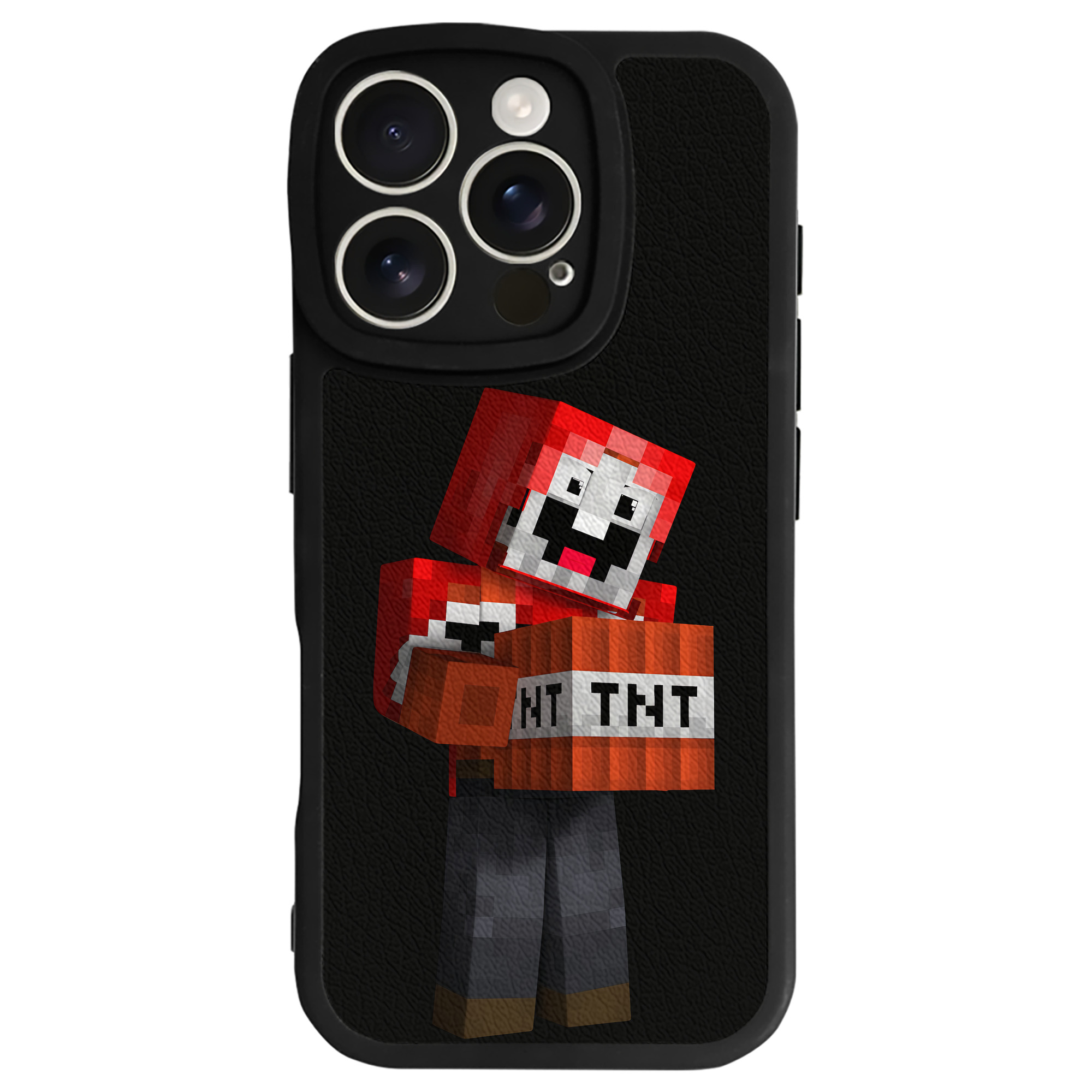 （画像用） マインクラフト ブロックの世界 Minecraft MC Block world 【iPhone 16シリーズ対応】シリコンスマホケース（レザー調） 材質：シリコン